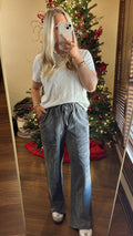 Mineral Wash Patched Pants- Grey