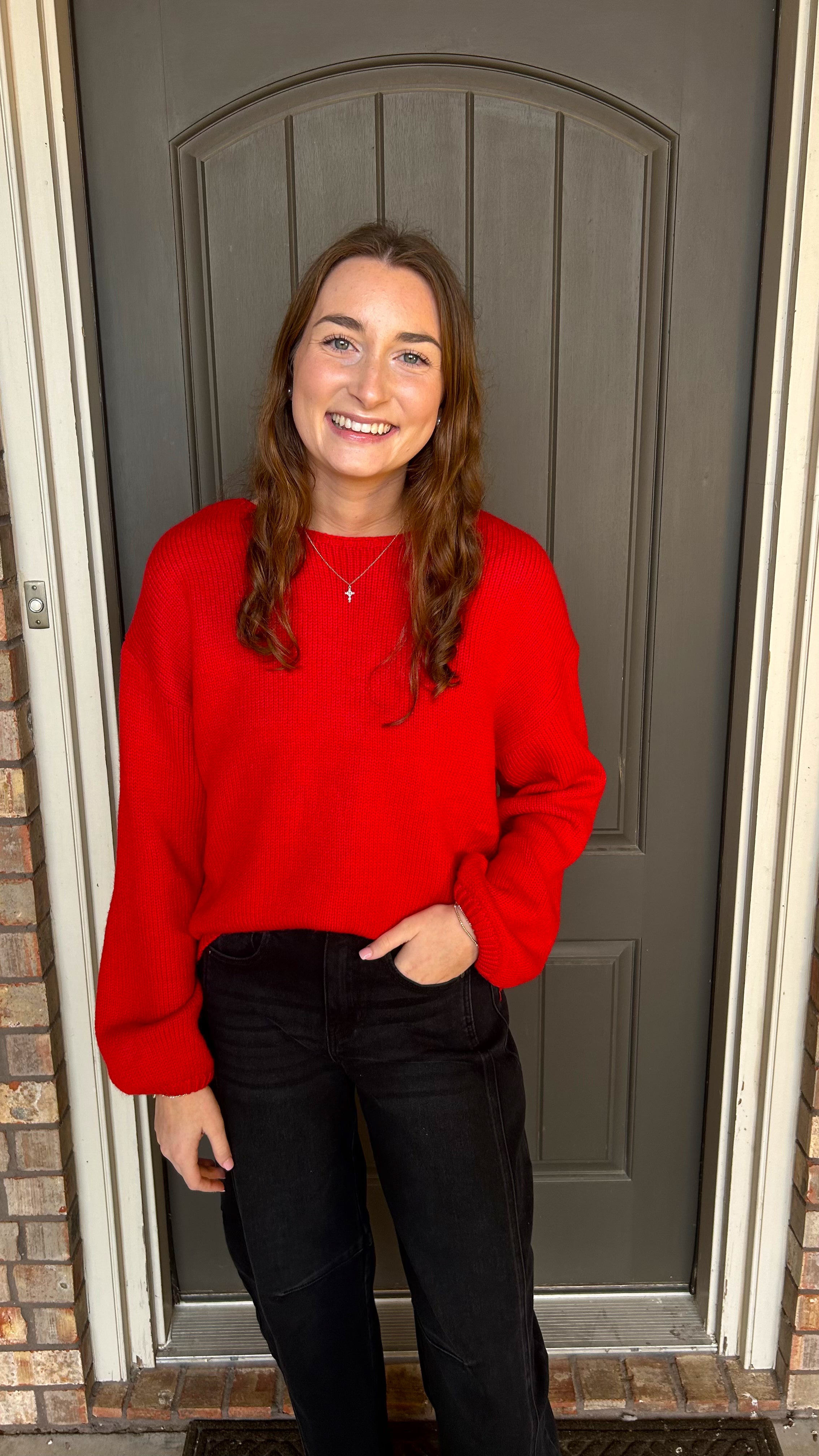 Backless Bow Sweater- Red