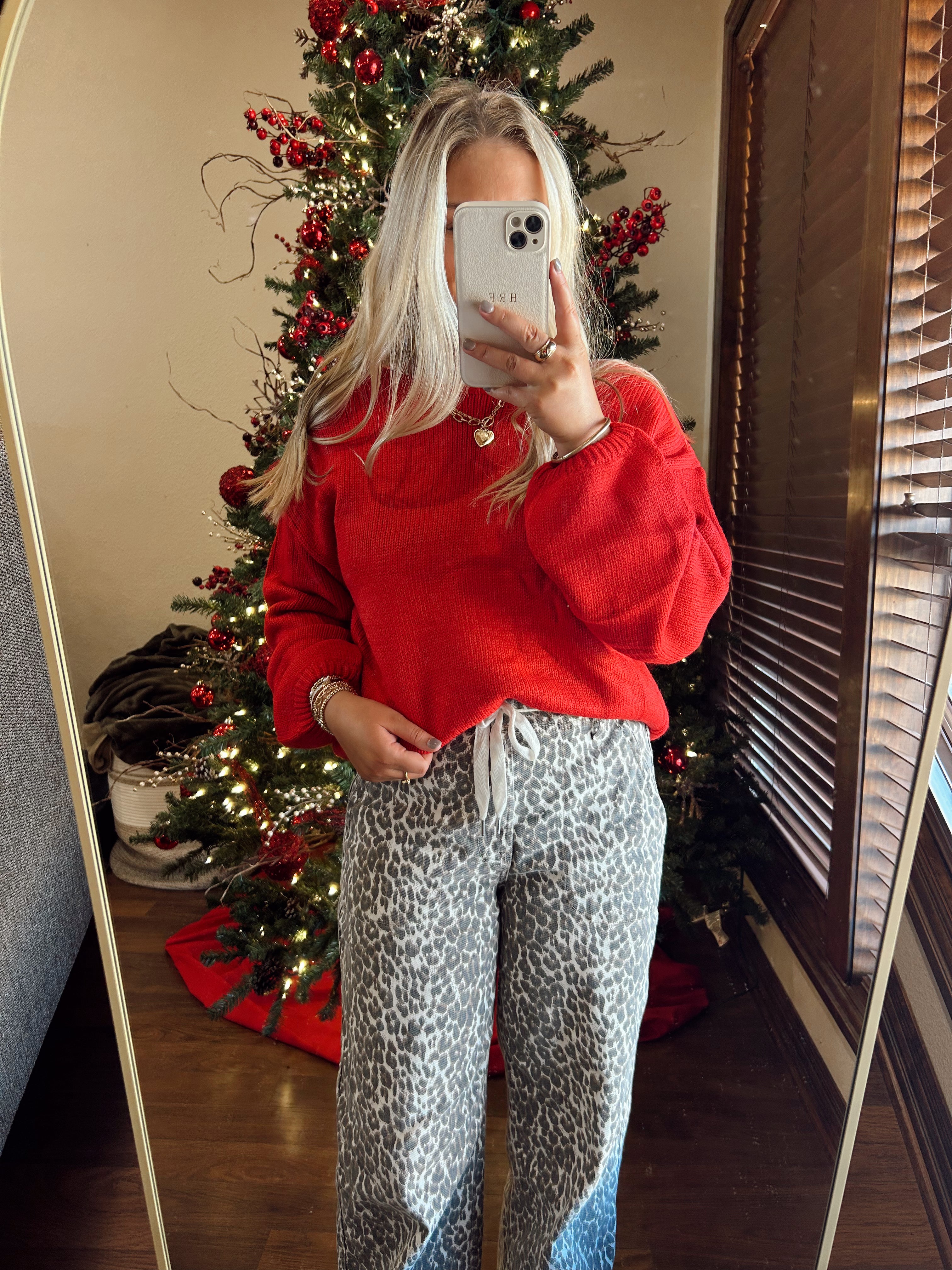 Backless Bow Sweater- Red