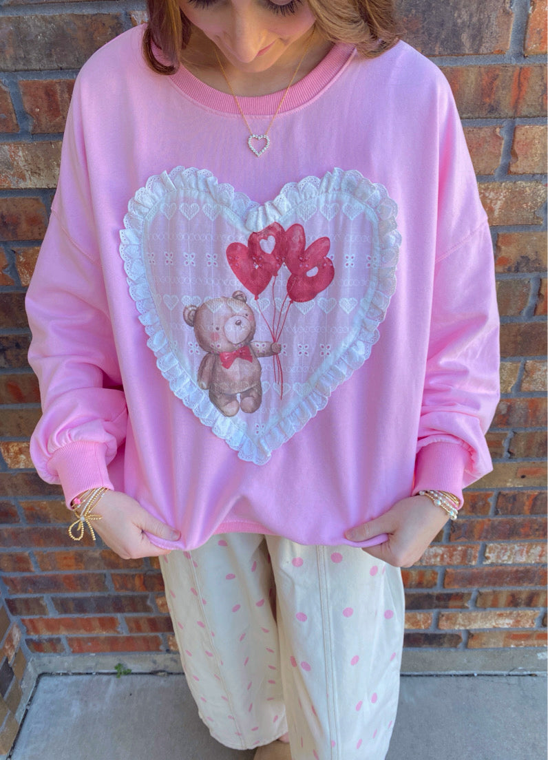 Valentine Bear Heart Sweatshirt