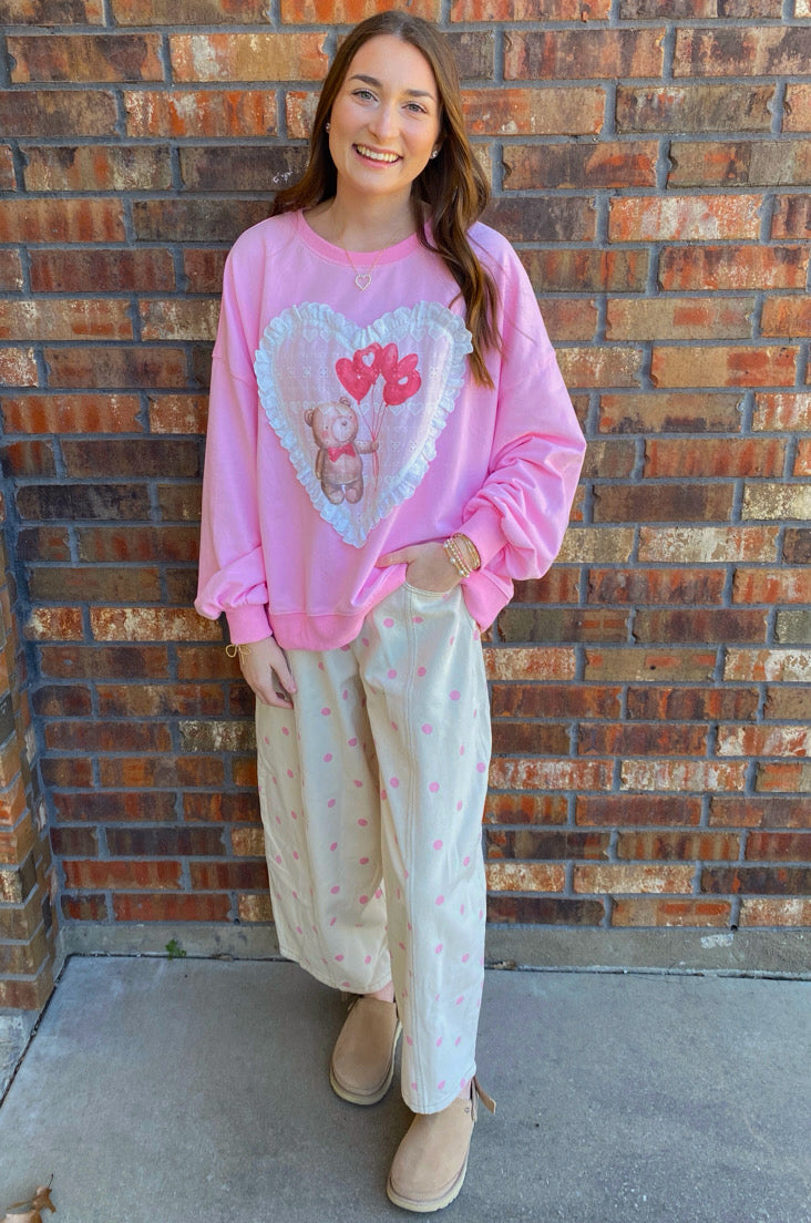 Valentine Bear Heart Sweatshirt